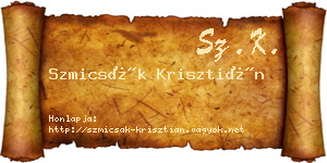 Szmicsák Krisztián névjegykártya
